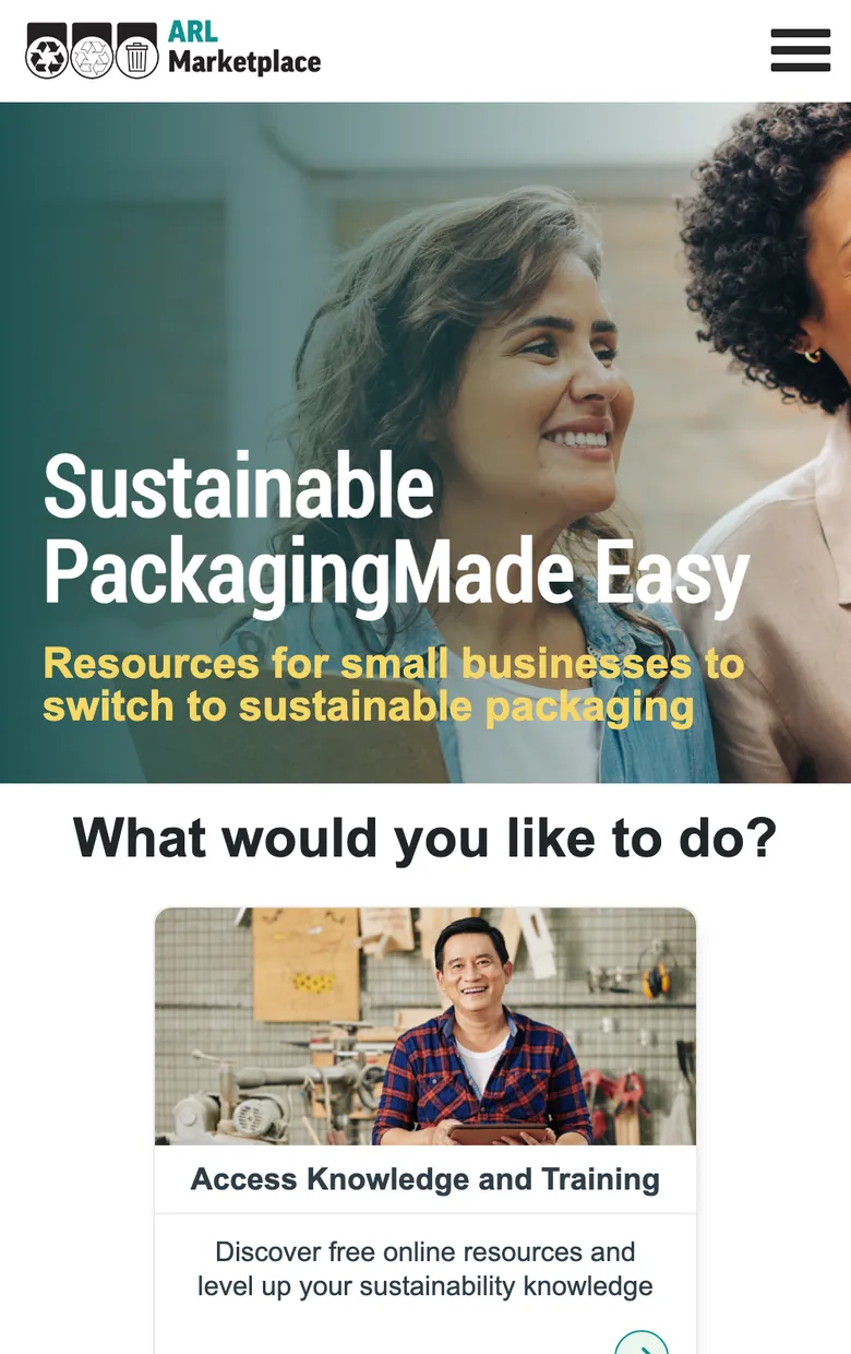 ARL Marketplace website on a phone